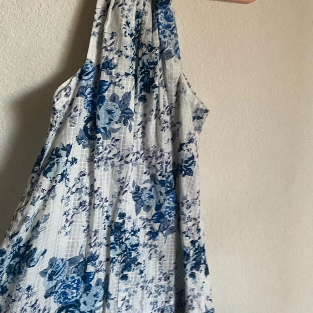 MIRA PIERINA FLORAL SILVER EMBROIDERY TASSEL TIE SHORT BOHO BEACH DRESS SIZE M